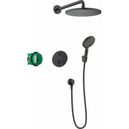 Sistem dus incastrat cu termostat Hansgrohe Croma 280 Ecostat S negru mat