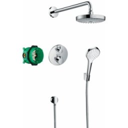 Sistem dus incastrat cu termostat Hansgrohe Croma Select 180 Ecostat S crom lucios