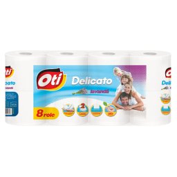 Hartie igienica OTI Delicato, 2 straturi, 8 role, parfum lavanda