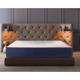 Saltea Ortopedica Bedora Cocos Polar Jeans 140x200 cm, memory foam, nuca de cocos, medie/tare, 22 cm, anatomica, husa detasabila, lavabila, antialergica