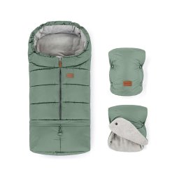 PETITE&MARS - Set sac de iarnă 3în1 JIBOT + mânuși cărucior JASIE verde