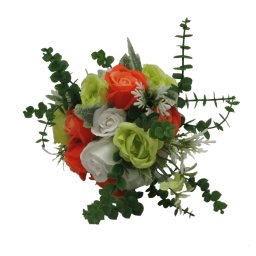 Buchet mireasa/nasa cu flori de matase, verde-portocaliu – PRIF309025