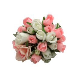 Buchet mireasa/nasa cu flori de matase, alb-roz – ALIF309024