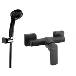 SET2IN1 VITTO BLACK VERDELINE - Baterie perete dus cu set de dus mobil