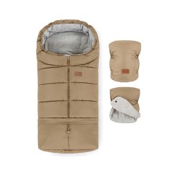 PETITE&MARS Set sac de iarnă 3în1 JIBOT + mânuși cărucior maro