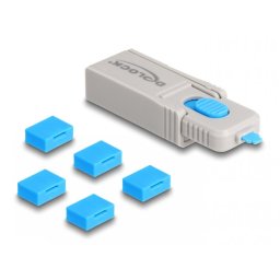 Set 5 buc port blocker USB-A + cheie, Delock 20923