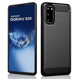 Husa Techsuit Carbon Silicone - Husă silicon - compatibil cu Samsung Galaxy S20 4G / S20 5G - culoare Negru