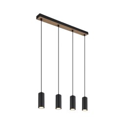 Lustră pe cablu ROBBY 4xGU10/35W/230V negru/maro Globo 57911-4HBW