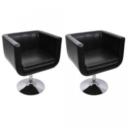 Scaune de bar, 2 buc., piele artificială, negru