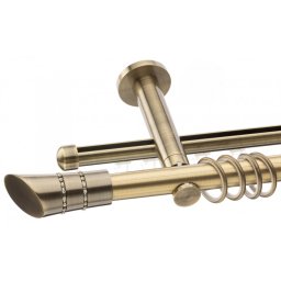 Galerie dubla Diva, teava neteda si profil,grosime 25 si 19mm, aur antic