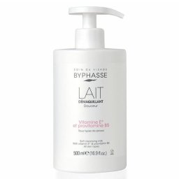 Lapte demachiant pentru fata si ochi cu pompita, Vitamina E si B5, Byphasse, 500 ml