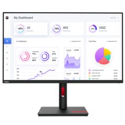Monitor IPS LED Lenovo 31.5" ThinkVision T32p-30, Ultra HD (3840 x 2160), HDMI, DisplayPort, Pivot, Negru/Rosu