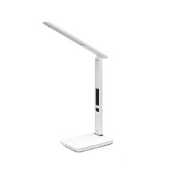 Immax 08934L - LED lampa de masa cu display KINGFISHER LED/9W/230V alba