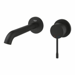 Baterie lavoar perete Grohe Essence New pipa 183mm, Phantom Black, negru mat