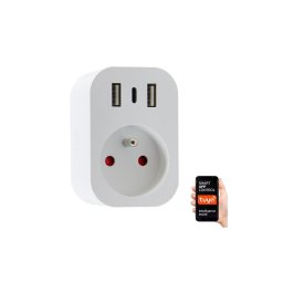 Immax NEO 07772L - Priză multiplă inteligentă 16A/230V, 2x USB + 1x USB‑C, Wi‑Fi (Tuya)
