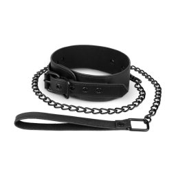 Bedroom Fantasies Faux Leather Collar & Chain Black