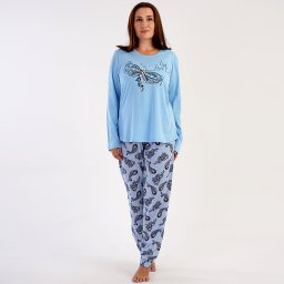 Pijamale Vienetta Marimi Mari din Bumbac 100% Model 'Yes You Can' Blue