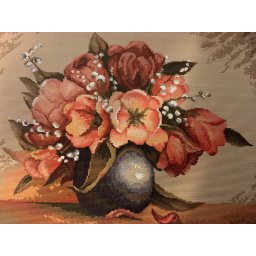 Set goblen de cusut, cu diagrama, Vaza cu lalele, 26x20cm