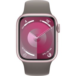 Ceas Smartwatch Apple Watch Series 9, GPS, 41mm Pink Aluminium Case, Clay Sport Band - S/M