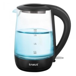 Fierbator AQUABELLE,2200 W, 1.7 L, Utilizare fara fir, Oprire automata, Rotire la 360°C, Negru, Sticla