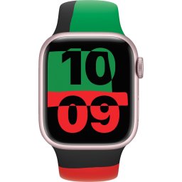 Ceas Smartwatch Apple Watch Series 9, GPS, 41mm Pink Aluminium Case, Black Unity Sport Band - M/L