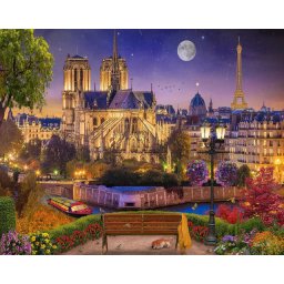 Set pictura pe numere, cu sasiu, Notre-Dame sub stele, 40x50 cm