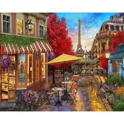 Set pictura pe numere, cu sasiu, Terasa in Paris, 40x50 cm