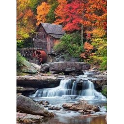 Set goblen cu diamante, fara sasiu, Peisaj montan cu cascada, 40x50 cm