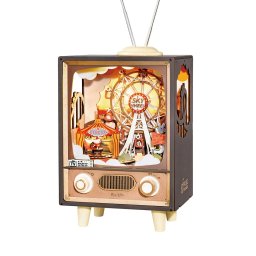 Puzzle 3D mecanic, Cutiuta muzicala, Carnaval la televizor, 174 piese