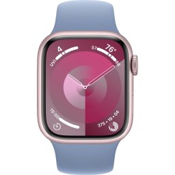 Ceas Smartwatch Apple Watch Series 9, GPS, 45mm Pink Aluminium Case, Winter Blue Sport Band - S/M