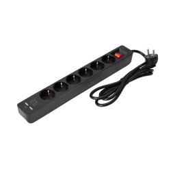 Eurolite Distributor ON-1 6-fold + 2 USB Black