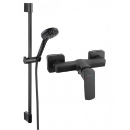 SET2IN1 VITTO BLACK VERDELINE - Baterie perete dus cu set de dus culisant Horn Black