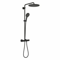 Coloana de dus cu termostat Grohe Rainshower Smartactive 310 Phantom Black, negru mat