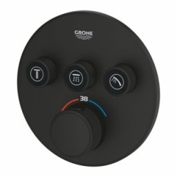 Baterie Grohe Grohtherm SmartControl 3 iesiri montaj incastrat, Phantom Black, negru mat