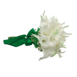 Buchet mireasa - cale din silicon real touch, alb-verde - ALIF309051