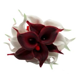 Buchet mireasa/nasa cu phalaris uscat si cale de silicon, alb-grena - ILIF309050