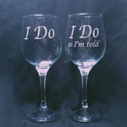 Set 2 pahare de vin personalizate prin gravura, I Do - KLTM211011