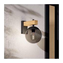 Aplică de exterior BUFALATA 1xE27/40W/230V negru/lemn IP44 Eglo 900671