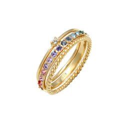 ELLI Inele 'Rainbow' albastru deschis / auriu / transparent