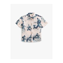 Koton Short Sleeve Shirt with Floral Single Pocket Detail