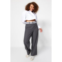 Trendyol Antracit Dungi Pantaloni Țesute
