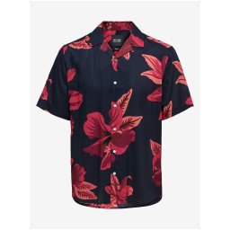 ONLY & SONS Red-Black Mens Flowered Short Sleeve Shirt ONLY & SON - Men