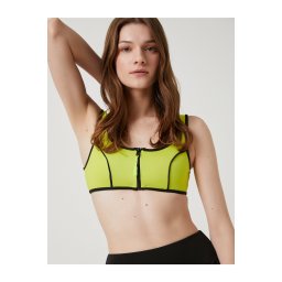 Koton Șahika Ercümen X - Top bikini cu fermoar cu detaliu de țepi