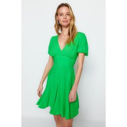 Rochie de plajă mini țesută verde trendyol