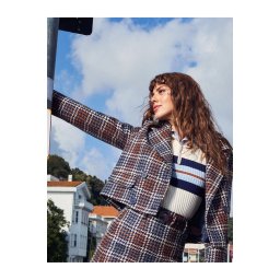Jachetă scurtă cu două rânduri de nasturi din bumbac tweed
