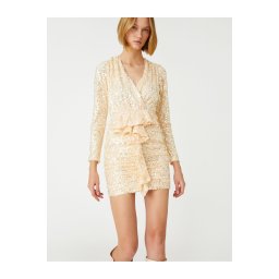 Rochie mini de seara Koton cu volane cu maneci lungi