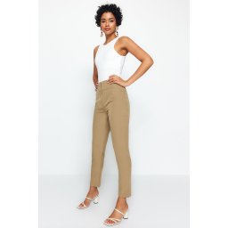 Trendyol maro țigară skinny picior talie cusătură detaliu pantaloni țesute