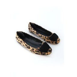 Marjin Women's Buckle Flat Flats Wool Leopard