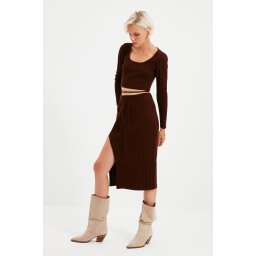 Trendyol Brown Cravată detaliate tricotaje bottom-top Set