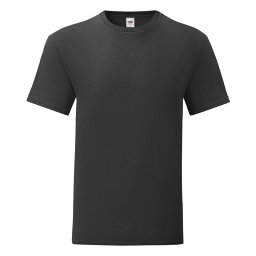 Tricou negru pentru bărbați din bumbac pieptănat Iconic cu mâneca Fruit of the Loom
